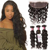 Picture of Unice Remy Brazilian Natural Wave Hair 3 Bundles with 13x4 Ear to Ear Full Lace Frontal Closure Natural Color (18 20 22+16Frontal)