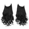 Picture of Short Black Halo Hair Extensions Adjustable Headband Secre Wire 14 Inch 3.7 Oz Wavy Curly Synthetic Hairpiece for Women Heat Friendly Fiber No Clip SARLA