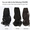 Picture of Short Black Halo Hair Extensions Adjustable Headband Secre Wire 14 Inch 3.7 Oz Wavy Curly Synthetic Hairpiece for Women Heat Friendly Fiber No Clip SARLA