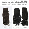 Picture of SARLA Halo Hair Extensions Black Brown Long Wavy Curly Synthetic Hairpieces for Women Adjustable Size Transparent Wire Headband Heat Friendly Fiber 22 Inch 5.3 Oz No Clip