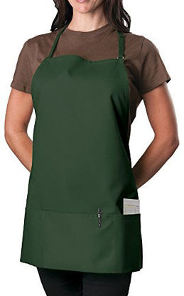 Picture of KNG Pack of 2 - Forest Green Adjustable Bib Apron - 3 Pocket