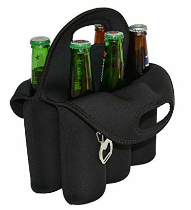 Picture of CHILDHOOD 6 Pack Beer Carrier Beer Holder Insulated Neoprene Beer Bottles Carrier Tote 12 oz Beer Bottles Can Cooler Holder