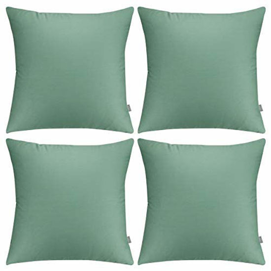 Picture of 4-Pack Cotton Comfortable Solid Decorative Throw Pillow Case Square Cushion Cover Pillowcase (Cover Only,No Insert) (20x20inch/50x50cm, Mist Green)