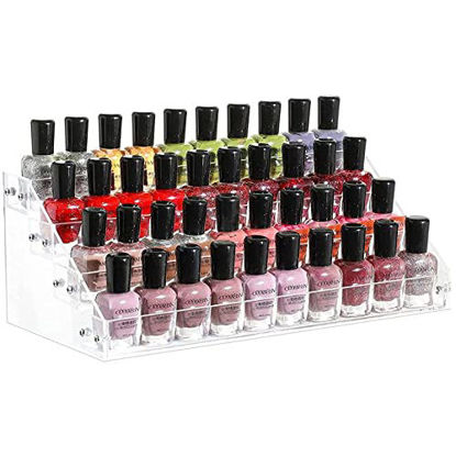 Picture of Cq acrylic Clear Nail Polish Organizers And Storage,4 Layer Multifunctional Ladder Sunglasses Holder and Sunglass Display Rack Tabletop Stand