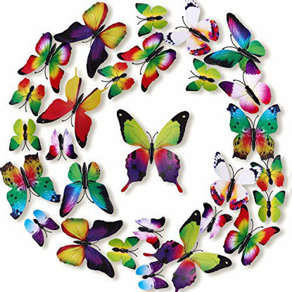 Picture of LiveGallery 72 PCS 6 Colors Removable 3D DIY Beautiful Butterfly Wall Decals Colorful Butterflies Art Decor Wall Stickers Murals for Kids Baby Boy Girls Bedroom Classroom Offices (Rainbow)