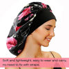 Picture of Sent Hair Large Satin Bonnet Sleep Cap for Women Double Layer Silky Hair Bonnet for Braids,Curly,Long Hair- Wide Elastic Band,Black Floral