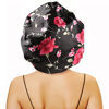 Picture of Sent Hair Large Satin Bonnet Sleep Cap for Women Double Layer Silky Hair Bonnet for Braids,Curly,Long Hair- Wide Elastic Band,Black Floral