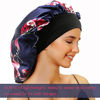 Picture of Sent Hair Large Satin Bonnet Sleep Cap for Women Double Layer Silky Hair Bonnet for Braids,Curly,Long Hair- Wide Elastic Band,Navy Floral