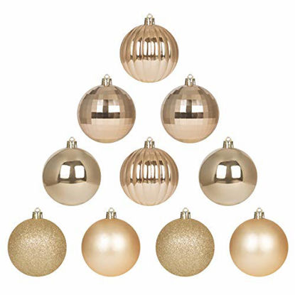 Picture of GameXcel 10Pcs Christmas Balls Ornaments for Xmas Tree - Shatterproof Christmas Tree Decorations Large Hanging Ball Champagne Gold3.2 x 10 Pack