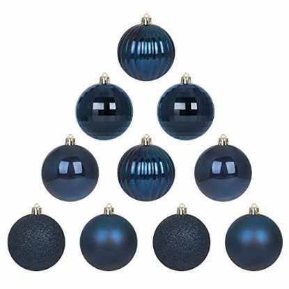 Picture of GameXcel 10Pcs Christmas Balls Ornaments for Xmas Tree - Shatterproof Christmas Tree Decorations Large Hanging Ball Navy Blue3.2 x 10 Pack