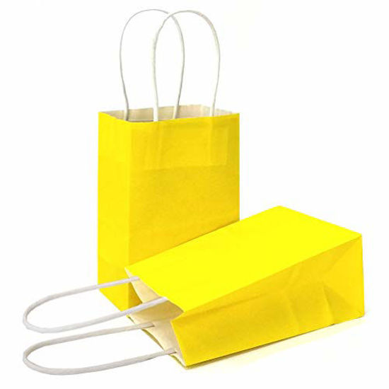 Picture of AZOWA Gift Bags Mini Kraft Paper Bags With Handles(Yellow, 25 Pcs)