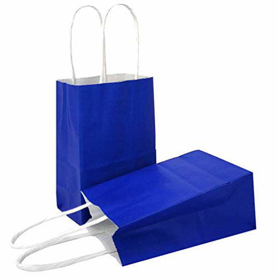 Picture of AZOWA Gift Bags Mini Kraft Paper Bags With Handles(Royal Blue, 25 Pcs)