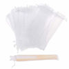 Picture of Bezall 50Pcs Organza Hand Fan Bags, 2x10 Inches White Folding Fan Drawstring Bag Hand Fan Decorative Pouch Party Wedding Favor Gift Bags