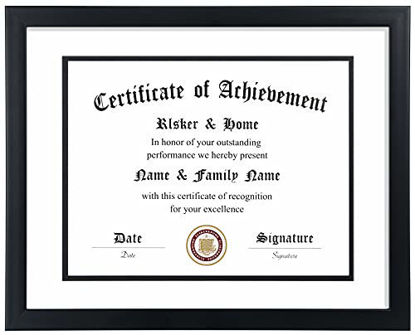 Picture of ELSKER&HOME 11x14 Diploma Frame, 8.5x11 Certificate&Document with Mat or 11x14 Inch Without Mat, Black Frames, Display Degree or Award Frames (Double Mat, White with Black Rim, 1 Pack)