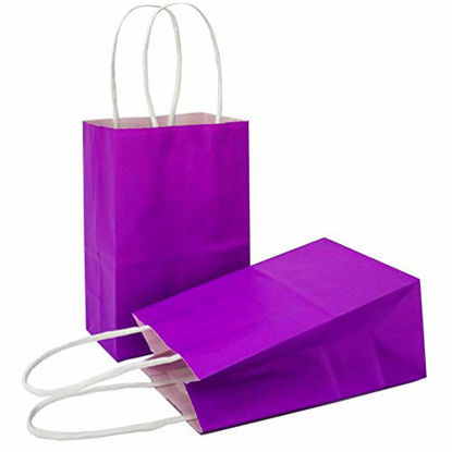 Picture of AZOWA Gift Bags Mini Kraft Paper Bags with Handles(Purple, 25 Pcs)