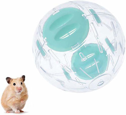 Picture of Hamster Exercise Ball, 12cm4.73inch Transparent Hamster Ball Running Hamster Wheel Cute Exercise Mini Ball for Dwarf Hamsters to Relieves Boredom and Increases Activity Chinchilla Cage(S, Blue A)