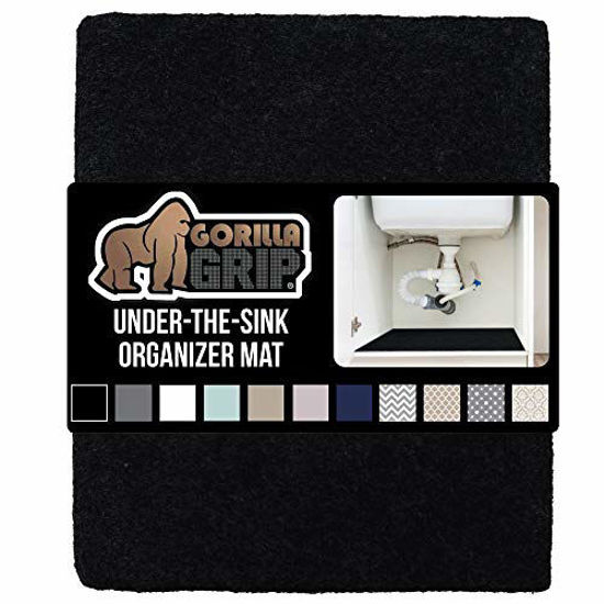 Picture of Gorilla Grip Reusable Waterproof Under Sink Mat Liner, Slip Resistant, Non-Adhesive, Absorbent Mats for Below Sinks, Durable Shelf Liners to Protect Cabinets, Machine Washable, 24x30, Black