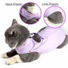 Picture of Cat Professional Recovery Suit for Abdominal Wounds or Skin Diseases, E-Collar Alternative for Cats and Dogs, After Surgery Wear, Pajama Suit (L, Purple)