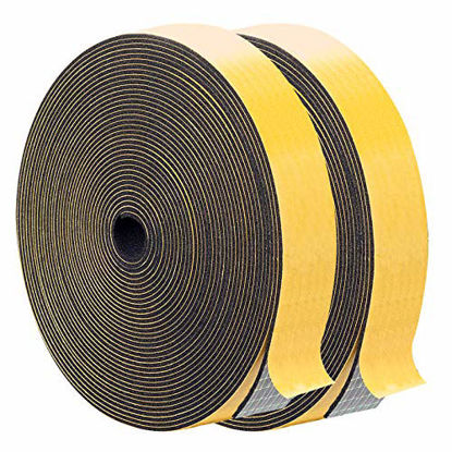 Picture of Foam Weather Tape-2 Rolls, 1 Inch Wide X 1/16 Inch Thick Total 26 Feet Long, Foam Strip Soundproofing Sealing Tape for Doors and Windows Insulation(13ft x 2 Rolls)