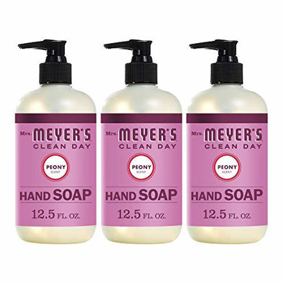 Picture of Mrs. Meyer's Clean Day Liquid Hand Soap, Cruelty Free and Biodegradable Hand Wash Formula Made with Essential Oils, Peony Scent, 12.5 oz - Pack of 3