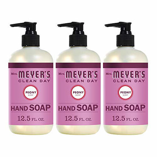 Picture of Mrs. Meyer's Clean Day Liquid Hand Soap, Cruelty Free and Biodegradable Hand Wash Formula Made with Essential Oils, Peony Scent, 12.5 oz - Pack of 3