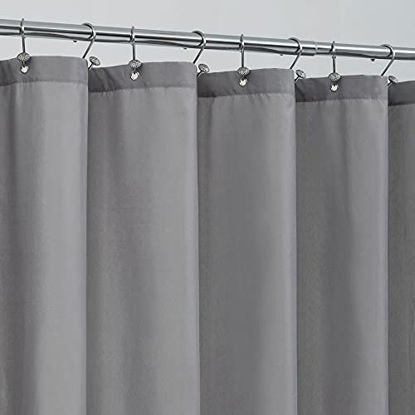 Picture of Waterproof Fabric Shower Curtain Liner - Soft & Light-Weight Cloth Shower Liner with Magnets, Hotel Quality & Machine Washable - Standard Size 72x72, Gray