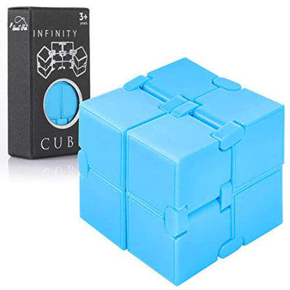 Picture of Small Fish Blue Infinity Cube Fidget Toy for Kids and Adults, Stress Relief and Anti-Anxiety Mini Gadget to Relax and Decompress, Sensory Toy for Boys and Girls with Autism, Cool Desk Top Decor