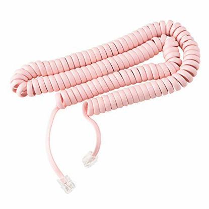 Picture of Phone Cord for Landline Phone - Tangle-Free, Curly Telephones Land Line Cord - Easy to Use + Excellent Sound Quality - Phone Cords for Landline in Home or Office (15ft) Color: Ladies Pink