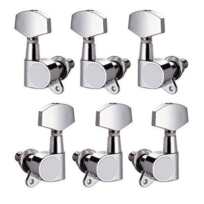 Picture of Vangoa 3L3R 6 Pieces Guitar String Tuning Pegs Tuner Machine Heads Knobs Tuning Keys for Acoustic or Electric Guitar, Chrome(Type A)