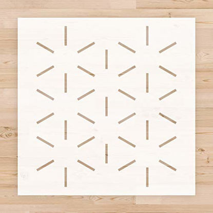 Picture of Geometric Simple Pattern Wall Stencil for Painting, 12 x 12 Reusable Repeating Pattern Stencil Template for Painting on Walls, Furniture, Floor, Wood and More