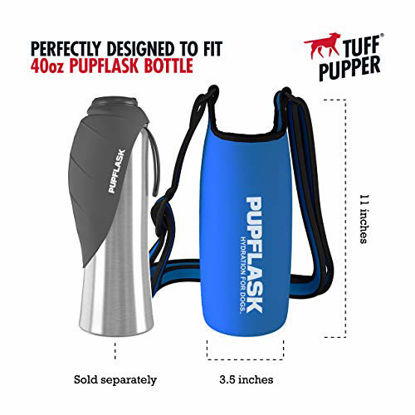 Picture of Tuff Pupper PupFlask Insulated Neoprene Dog Water Bottle Holder Sling with Wide Adjustable Shoulder Strap, Great for Travel, Walking, Hiking, Portable Pet Water Bottle Holder (40 OZ, Nebulas Blue)