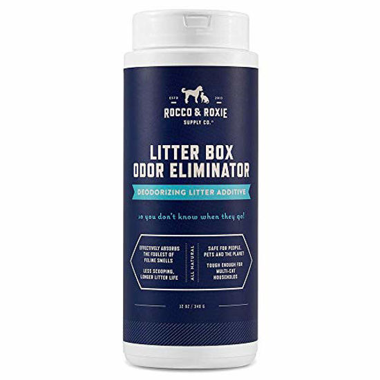 Picture of Rocco & Roxie Litter Box Odor Eliminator - Best Natural Urine Deodorizer for Cat Litter Boxes - You Wont Need to Change The Cat Litter as Often - Fresh Scent - Safe for Kitty (12 oz Bottle)