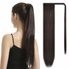 Picture of BARSDAR 30 Inch Ponytail Extension Long Straight Wrap Around Clip in Synthetic Fiber Hair for Women-Dark Brown