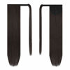 Picture of BARSDAR 28 inch Ponytail Extension Long Straight Wrap Around Clip in Synthetic Fiber Hair for Women - Darkest Brown