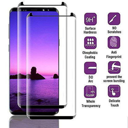 Picture of Samsung Galaxy S9 PLUS Tempered Glass Screen Protector,[2 Pack]Brocase 3D Full Screen Coverage Glass [Curved] [Bubble-Free] [9H Hardness] [Anti-Scratch] for Galaxy S9 PLUS Black