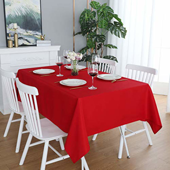 Picture of FOLINS&HOME Red Square Tablecloth 54 x 54 Wrinkle Free Waterproof Polyester Table Cloths, Spillproof Heavy Duty and Washable Table Cover for Party, Banquet, Indoor and Outdoor-Rectangle/Oblong