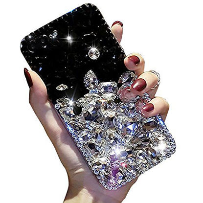 Picture of Aearl Apple iPhone Xs Max Bling Diamond Case,iPhone Xs Max 3D Homemade Luxury Sparkle Crystal Rhinestone Shiny Glitter Full Clear Stones Back Phone Cover with Screen Protector-White&Black