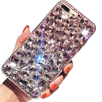 Picture of Aearl Apple iPhone XS Max Bling Diamond Case,iPhone XS Max Luxury Sparkle Crystal Rhinestone Shiny Glitter Clear Stone Back Phone Cover With Screen Protector For iPhone XS Max 6.5 inch 2018-White&Pink