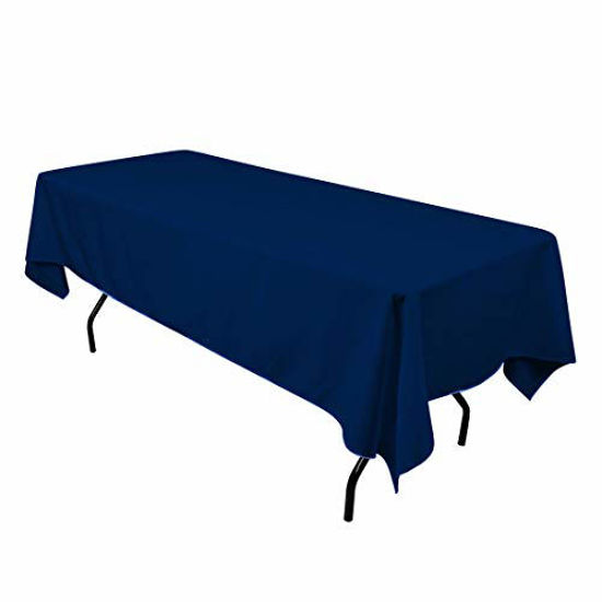 Picture of Craft And Party Premium Polyester Tablecloth - 60" x 102" Rectangle Navy Blue Tablecloth for Wedding, Restaurant or Banquet