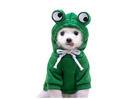 Picture of Frieyss Cute Green Dog Hoodie Clothes Costume Dog Fleece Sweater for Dogs Puppy Coat Dog Warm Clothe (Green, Large)