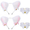 Picture of 2 Pieces Cute Cat Ears Headband with Bells Bows and 2 Pieces Bow Necklace with Bells Cosplay Costume Party Headwear Hair Accessories for Women Girls Teens Adults for Halloween (White)