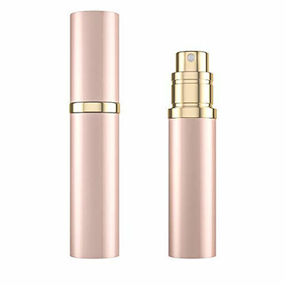 Picture of Refillable Perfume Bottle Atomizer for Travel,Portable Easy Refillable Perfume Spray Pump Empty Bottle for men and women with 5ml Mini Pocket Size (Rose Gold)