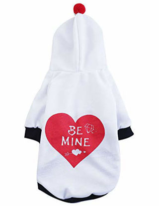 Picture of Coomour Pet Dog Valentine's Day Hoodies Cat Be Mine Costume Puppy Clothes for Dogs Cats Outfit (XL)