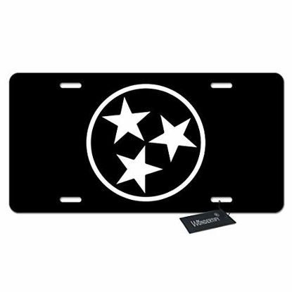 Picture of WONDERTIFY License Plate Tennessee Flag Isolated Volunteers Black Tri-Star Decorative Car Front License Plate,Vanity Tag,Metal Car Plate,Aluminum Novelty License Plate,6 X 12 Inch (4 Holes)