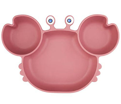 Picture of Silicone Suction Plate for Toddlers - Self Feeding Training Divided Plate Dish Bowl for Baby and Toddler, Fits for Most Highchairs Trays, BPA Free Microwave Dishwasher Safe (Blush)