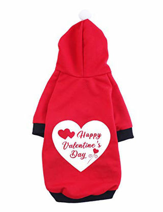 Picture of Coomour Pet Dog Happy Valentine's Day Hoodies Cat Heart Costume Puppy Clothes for Dogs Cats Outfit (XL)