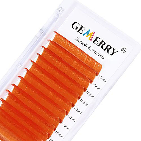 Picture of Eyelash Extensions Premade Fans Orange Lashes 0.07mm C Curl 15-20mm Color Lash Extensions Easy Fan Self Fanning 2D-10D Self Fanning Volume Lashes Use by GEMERRY (Orange-C, 15-20mm)