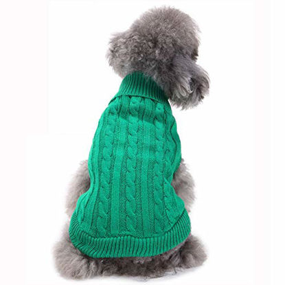 Picture of Dog Sweater, Warm Pet Sweater, Dog Sweaters for Small Dogs Medium Dogs Large Dogs, Cute Knitted Classic Cat Sweater Dog Clothes Coat for Girls Boys Dog Puppy Cat (Medium, Green)