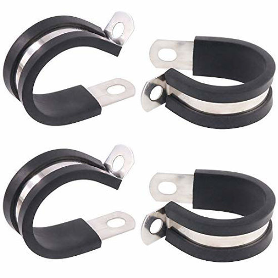 Picture of Keadic 20Pcs 1-1/8 Inch (28mm) Rubber Cushioned Insulated Clamps Stainless Steel, Metal Clamp, Tube Holder for Tube, Pipe or Wire Cord Installation