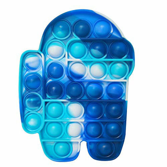 Picture of LXSLFY A-mong in Us Popping Bubble Sensory Fidget Toy-Push Pops Bubble Fidget Sensory Toys-Fidget Toys-Funny Relief Stress Desktop Game Soft Squeeze Toy (Among Us Camouflage Blue)